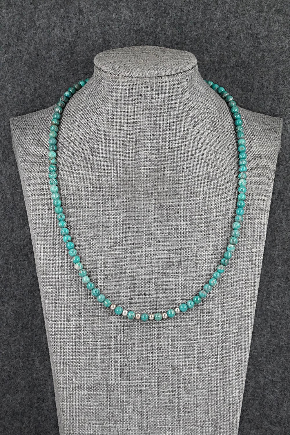 Turquoise & Sterling Silver Necklace 18" - Doreen Jake