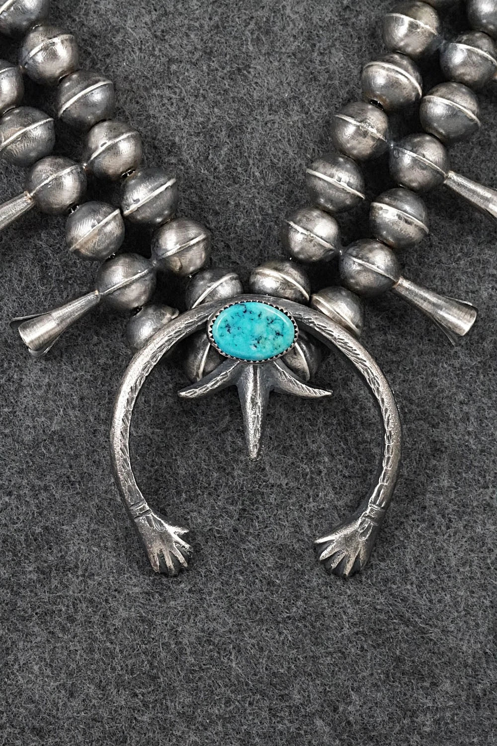 Turquoise & Sterling Silver Squash Blossom Set - Gilbert Martin