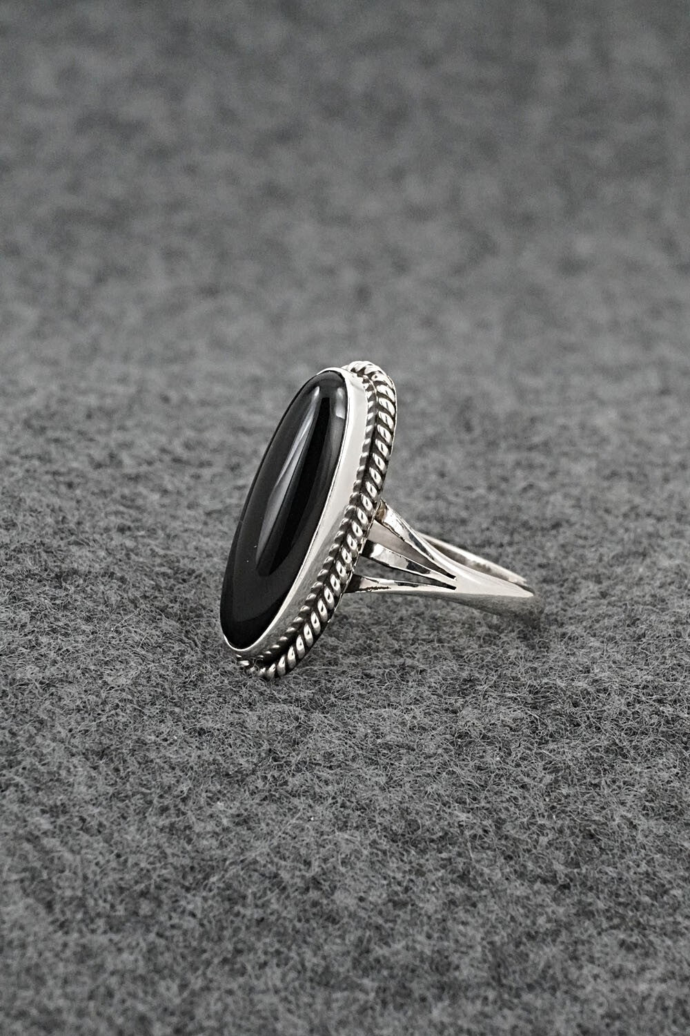 Onyx & Sterling Silver Ring - Mathew Gordon - Size 7