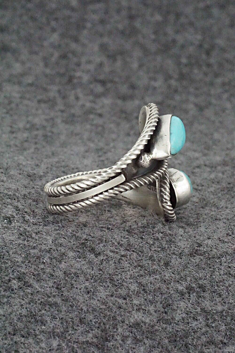 Turquoise & Sterling Silver Ring - Kenny Lonjose - Size 8