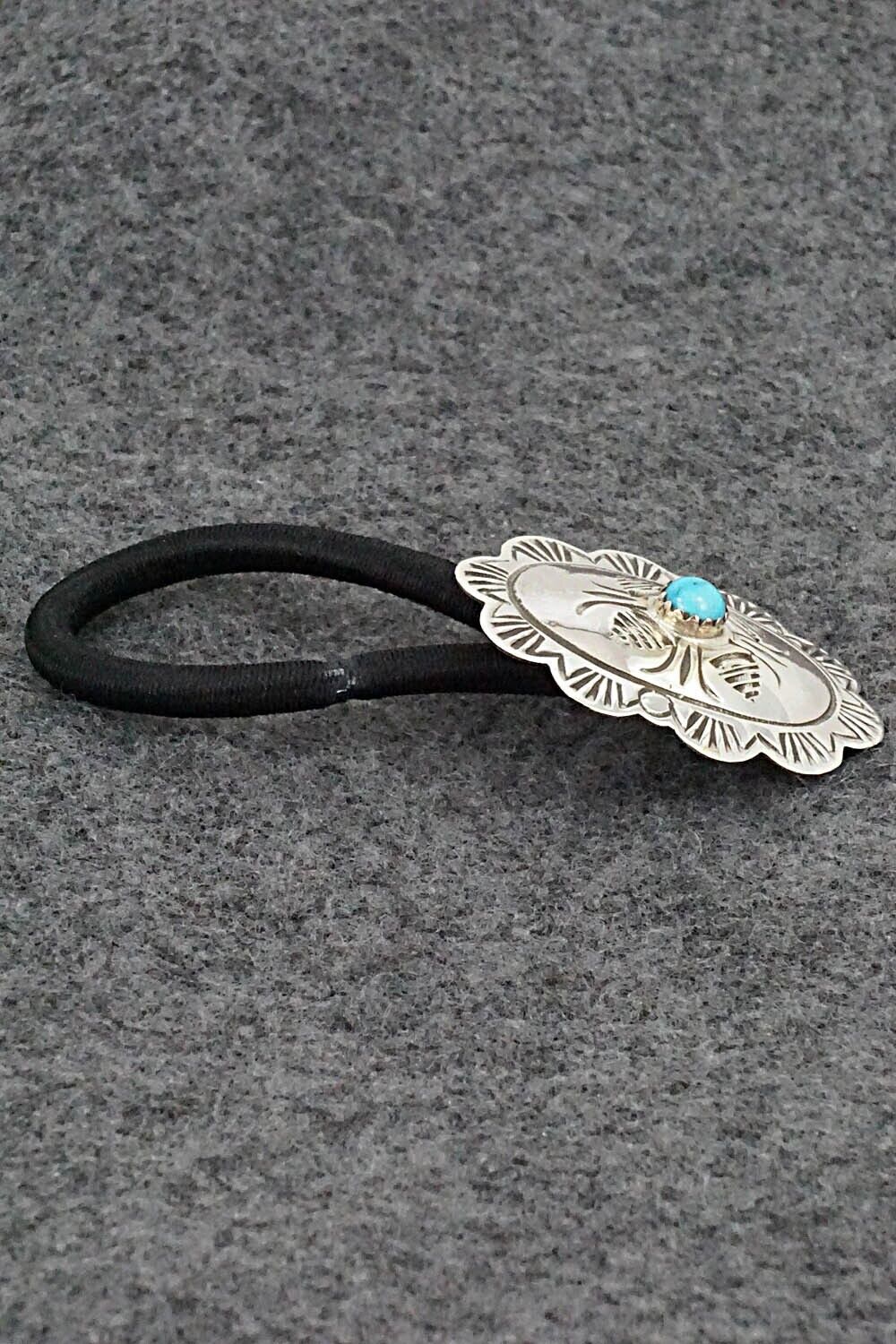 Turquoise & Sterling Silver Hair Tie - Bertha Begay