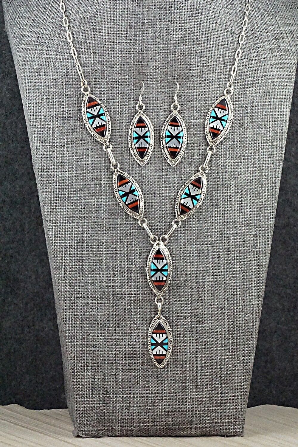 Multi-Stone & Sterling Silver Inlay Necklace Set - Leslie Lamy