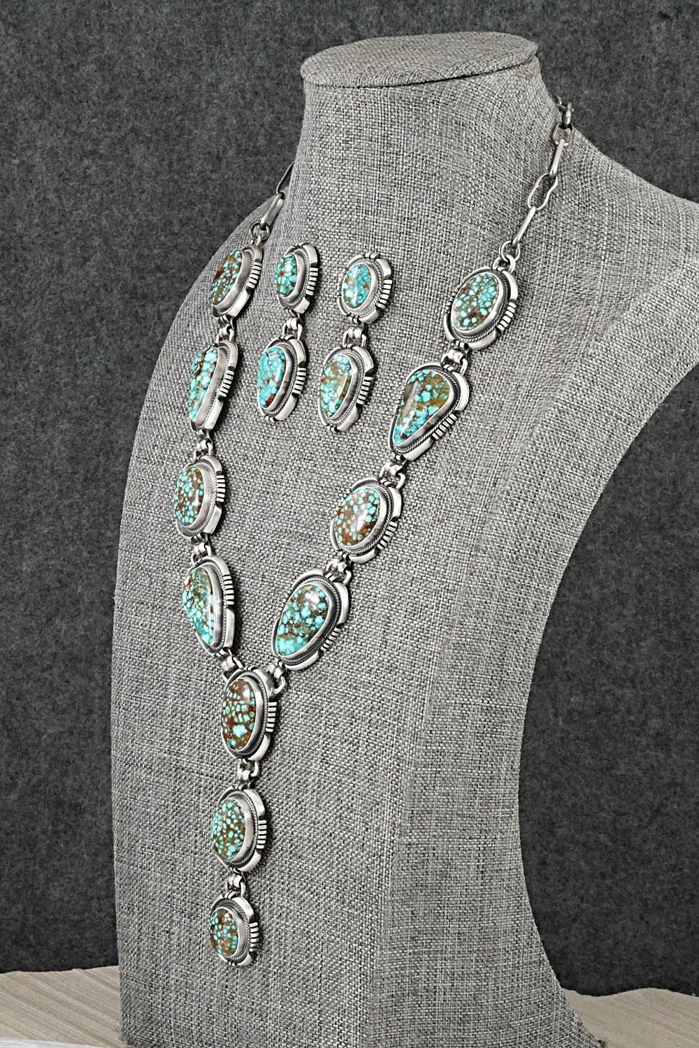 Turquoise & Sterling Silver Necklace and Earrings Set - Mark Yazzie