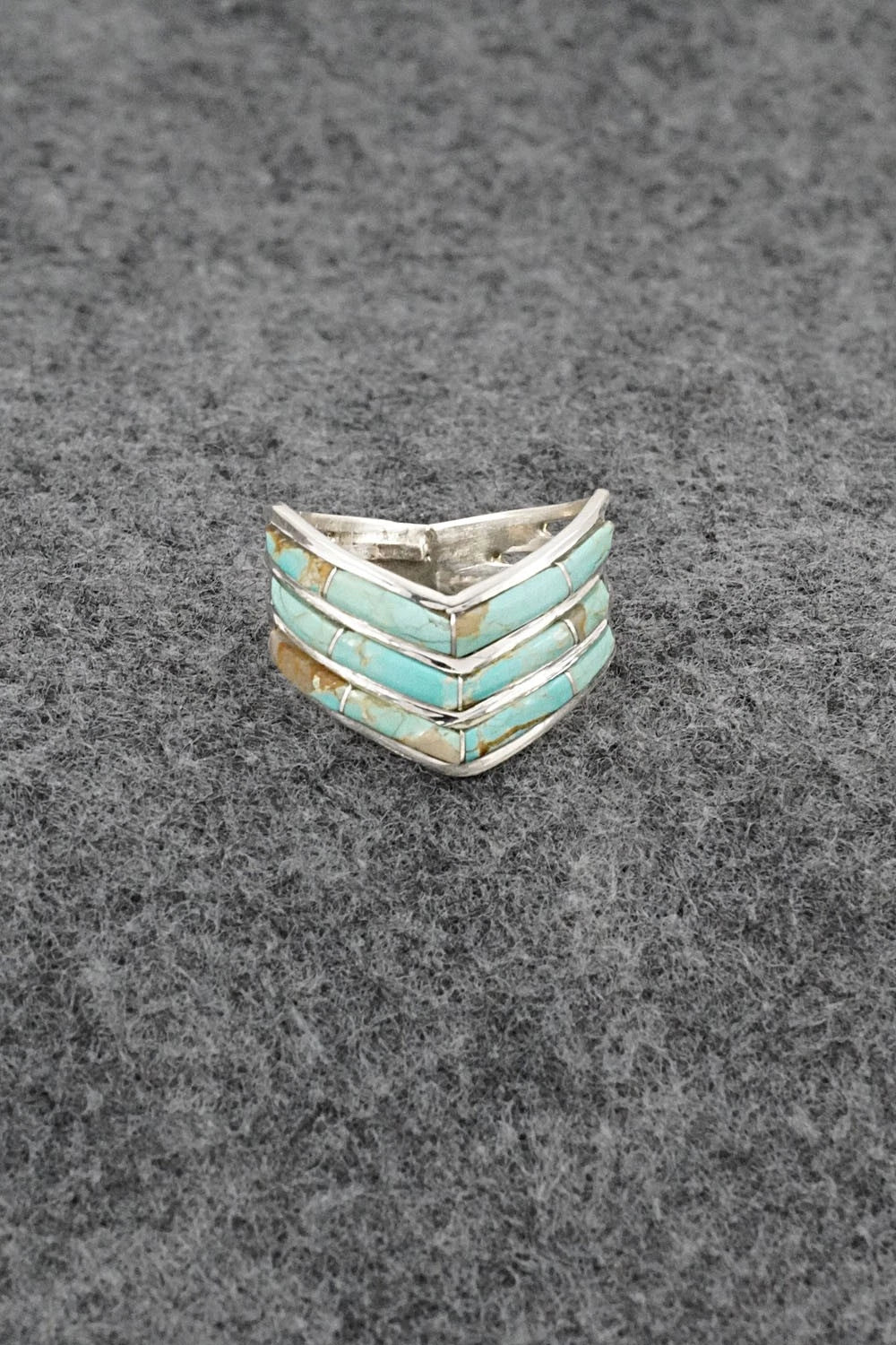 Turquoise & Sterling Silver Ring - Andrew Enrico - Size 8