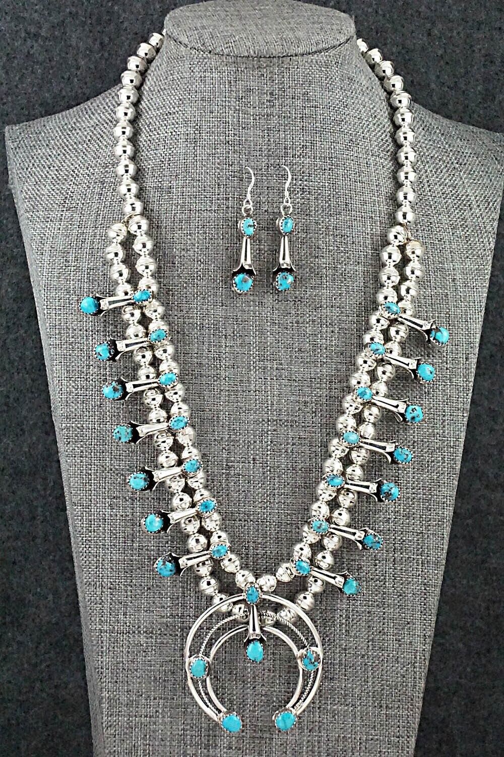 Turquoise & Sterling Silver Squash Blossom Set - Phil Garcia