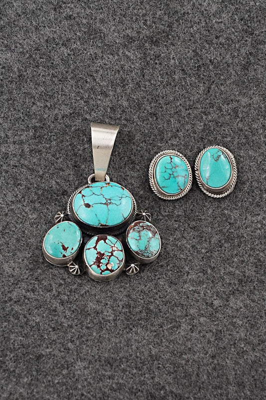Turquoise & Sterling Silver Pendant and Earrings Set - Darrin Livingston