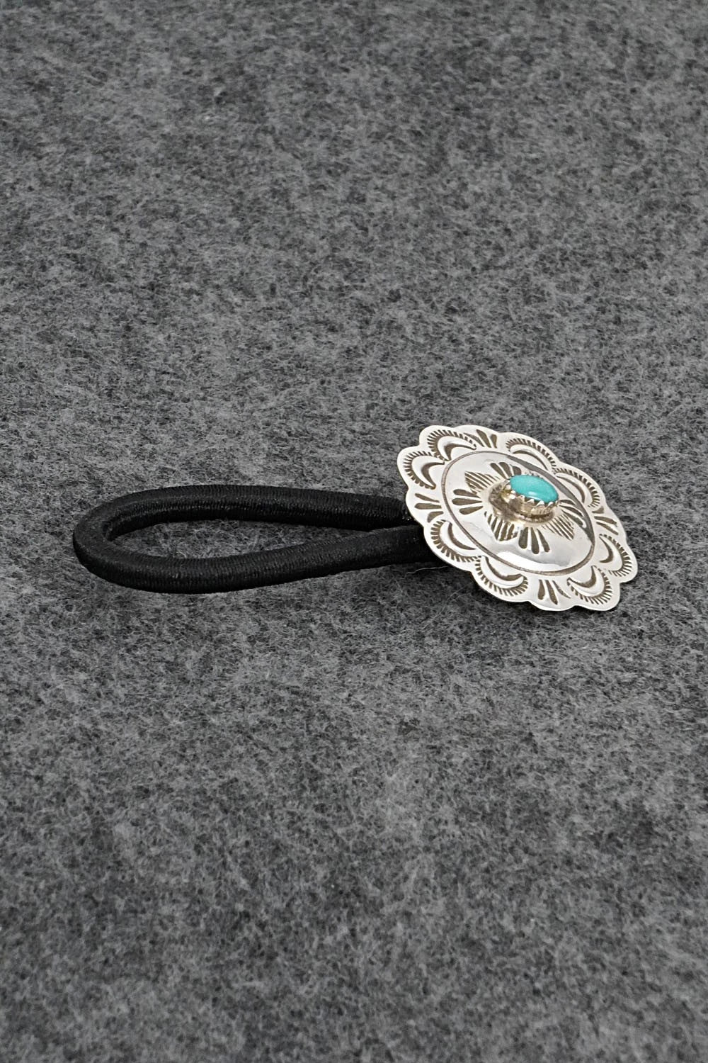 Turquoise & Sterling Silver Hair Tie - Bertha Begay