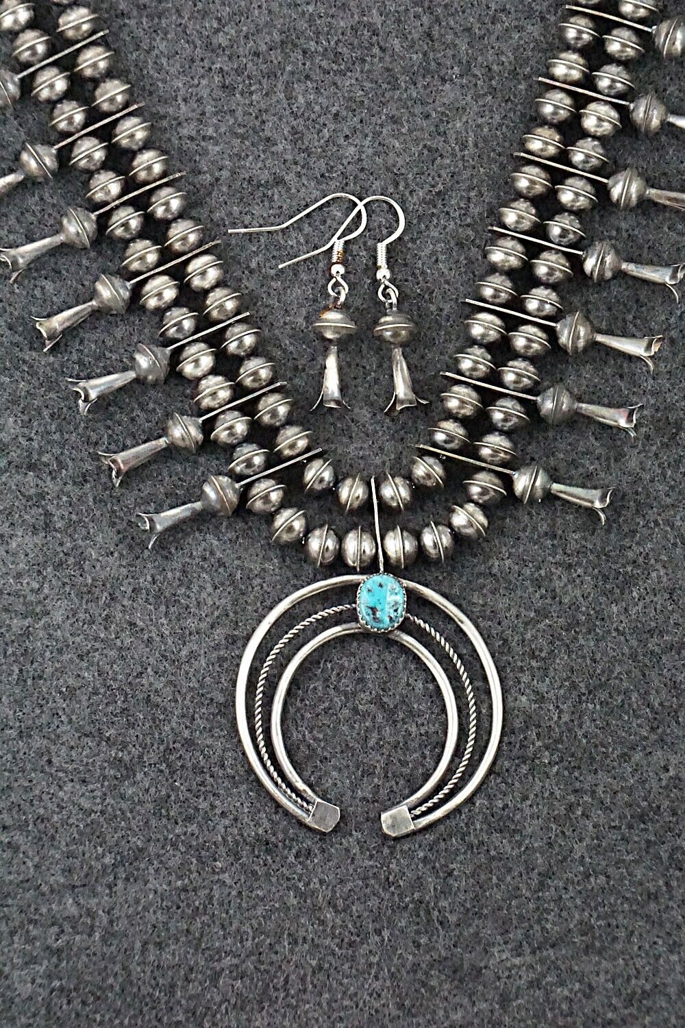 Turquoise & Sterling Silver Squash Blossom Set - Phil Garcia
