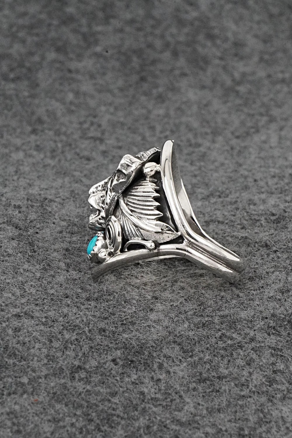 Turquoise & Sterling Silver Ring - Darrell Morgan - Size 13