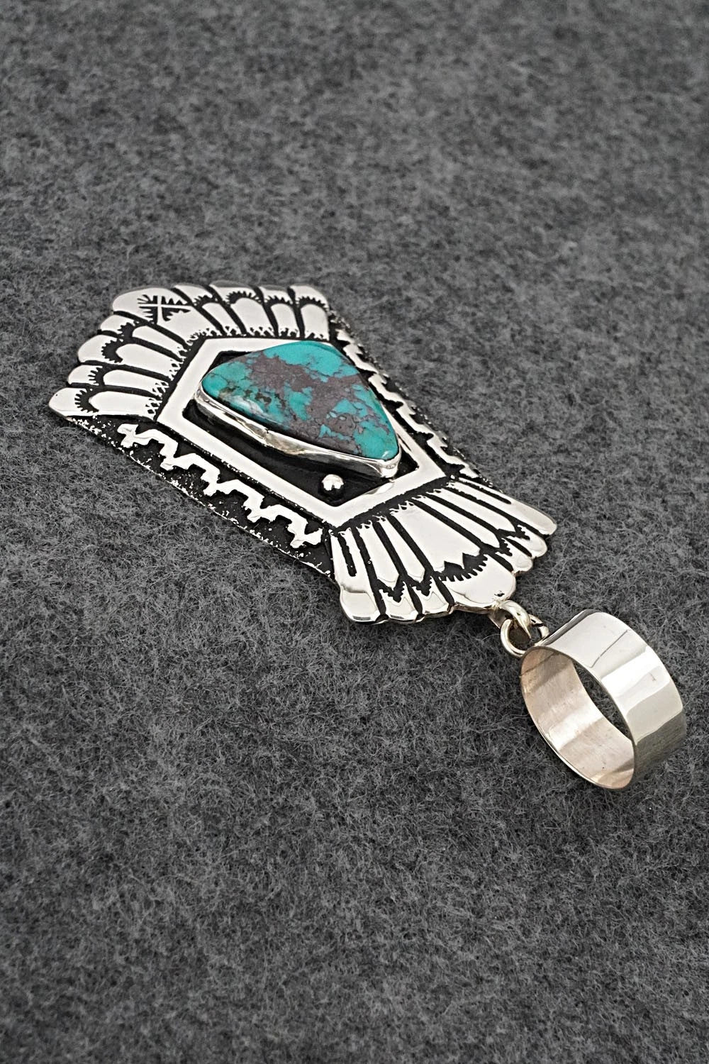 Turquoise & Sterling Silver Pendant - Rosita Singer