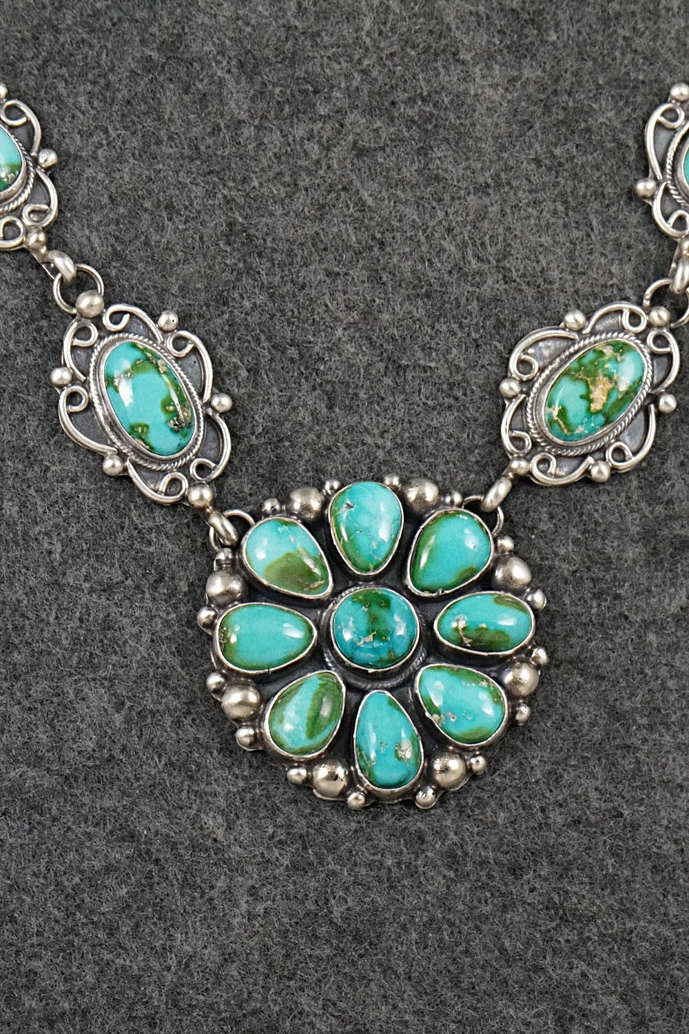 Turquoise & Sterling Silver Necklace and Earrings Set - Kathleen Livingston