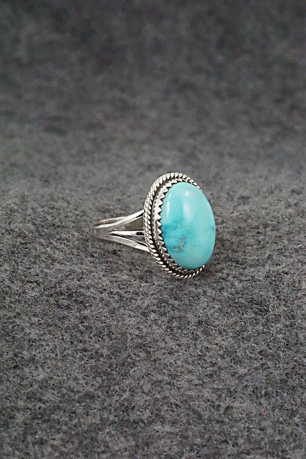 Turquoise & Sterling Silver Ring - Tom Dinetso - Size 8
