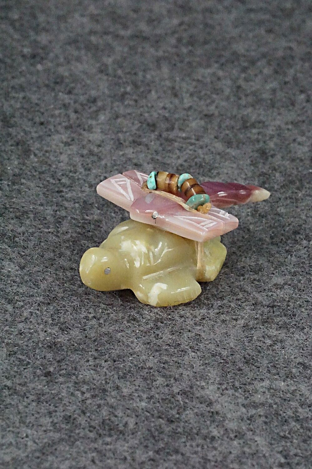 Turtle with Dragonfly Zuni Fetish Carving - Daisy Rose Leonard