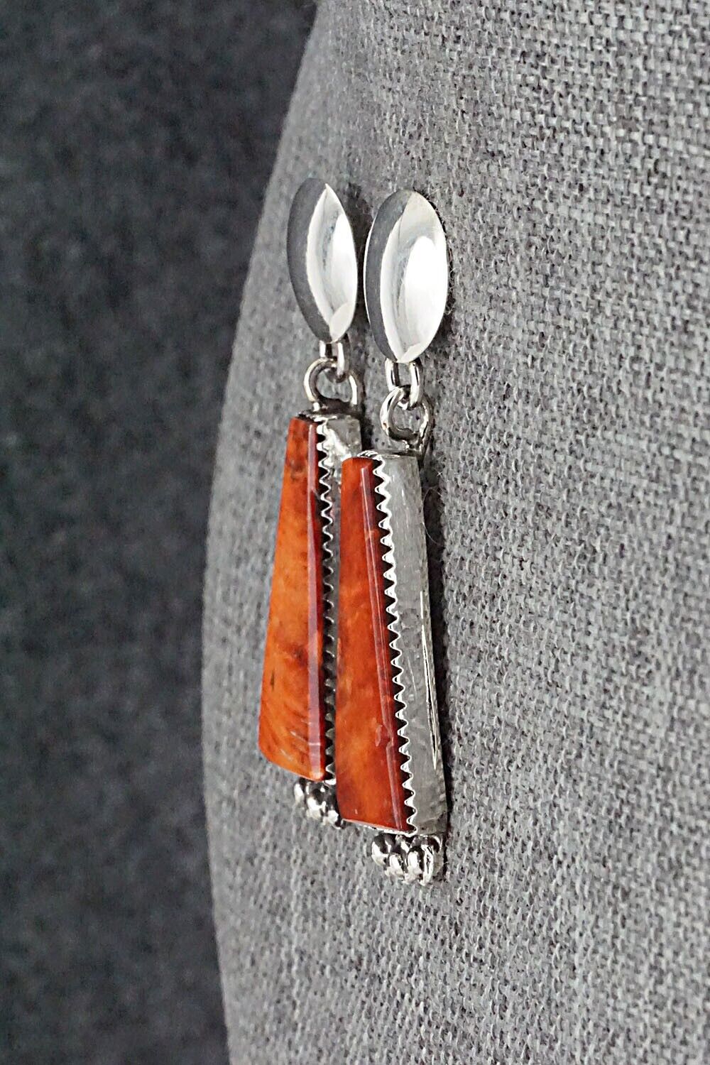 Spiny Oyster & Sterling Silver Earrings - Selina Warner