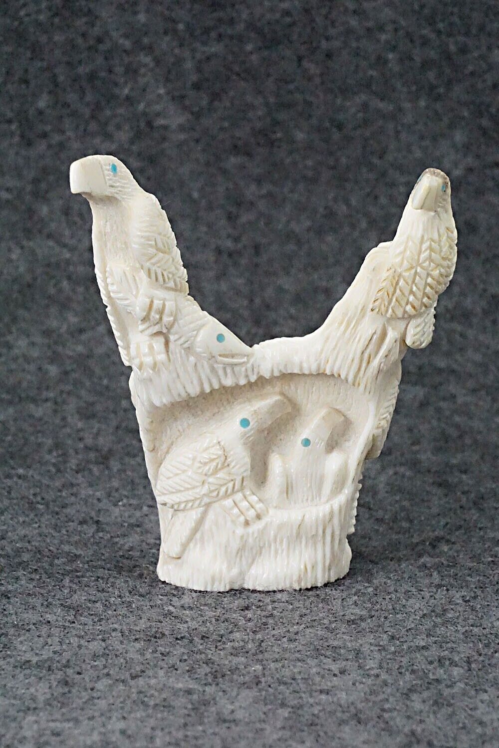 Eagles with Fish Zuni Fetish Carving - Destry Siutza