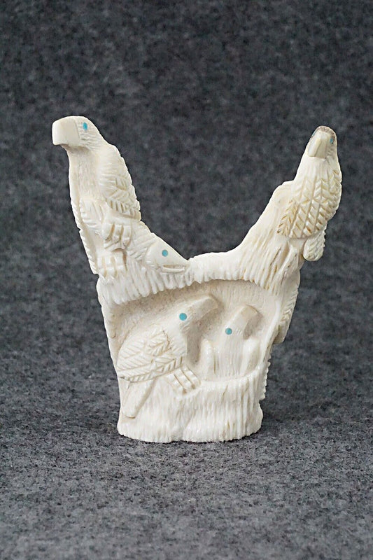 Eagles with Fish Zuni Fetish Carving - Destry Siutza