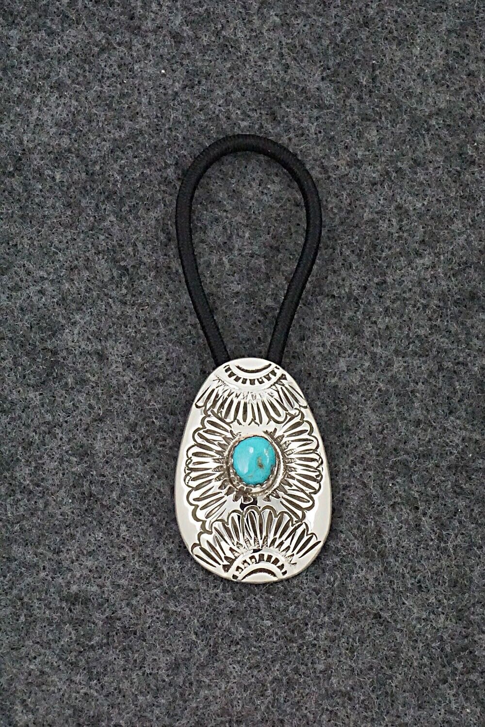 Turquoise & Sterling Silver Hair Tie - Shirley Skeets