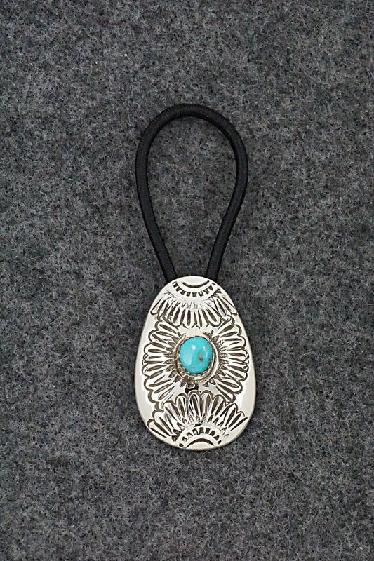 Turquoise & Sterling Silver Hair Tie - Shirley Skeets
