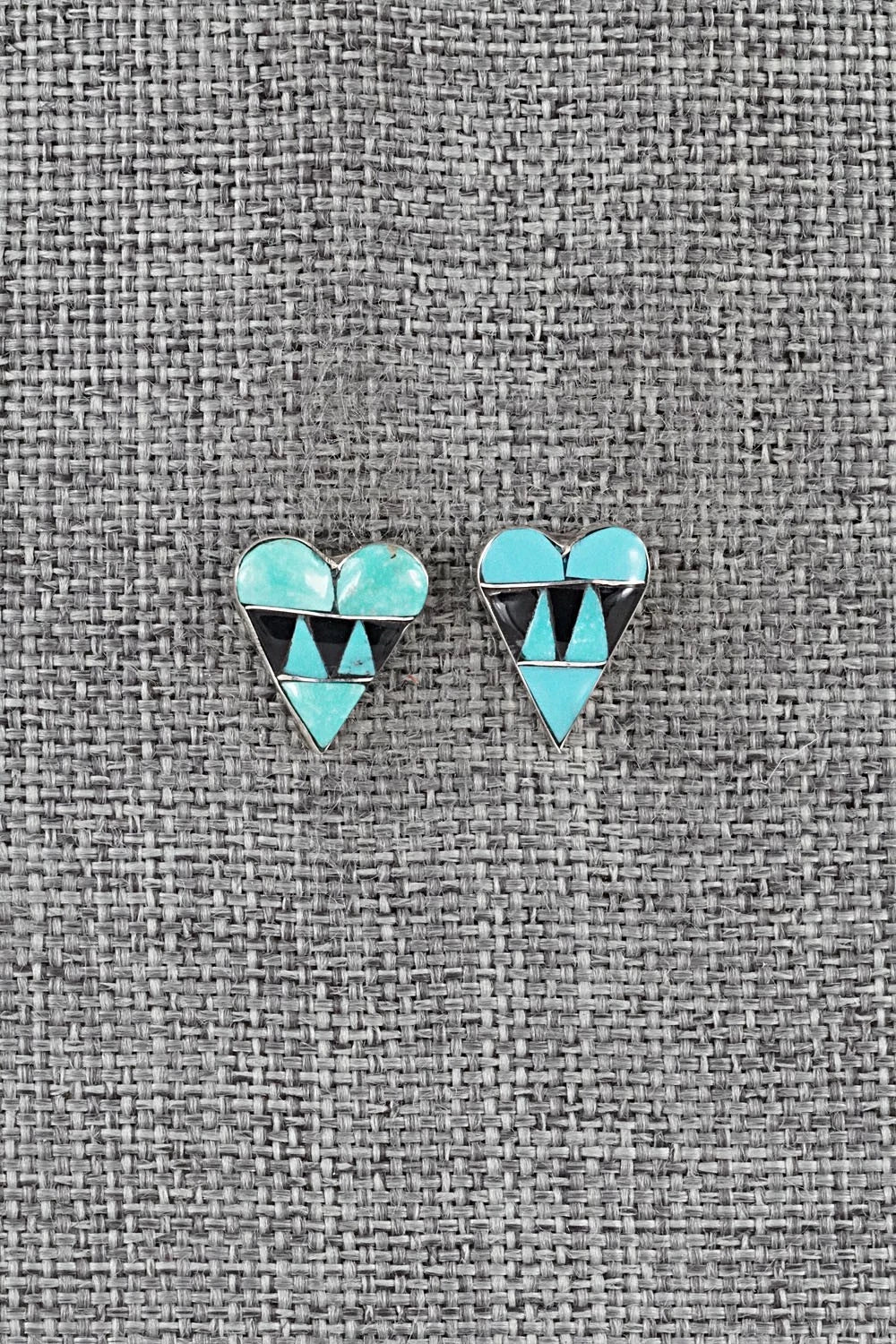 Turquoise, Onyx & Sterling Silver Earrings - Carol Vacit