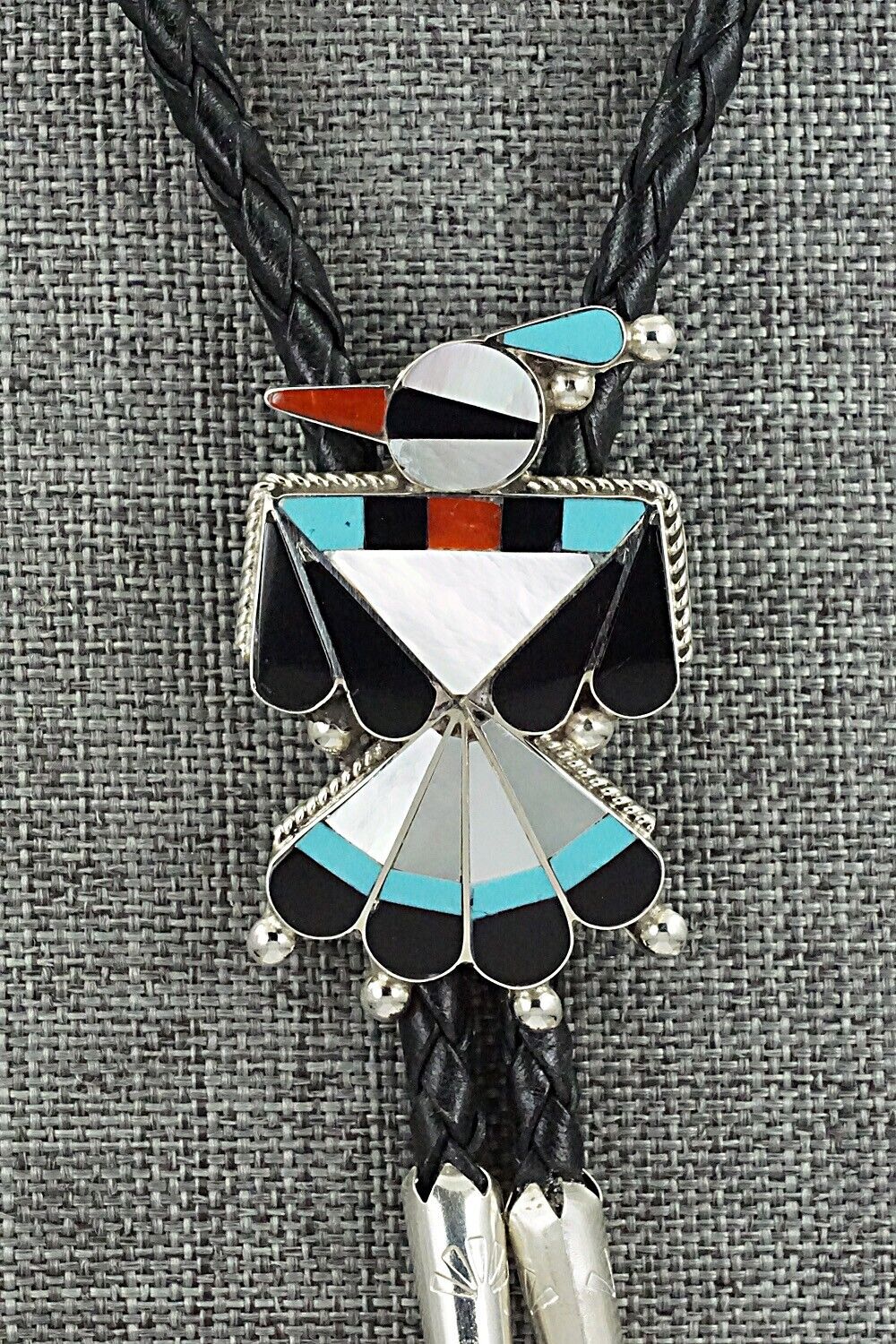 Multi-Stone & Sterling Silver Inlay Bolo Tie - Favian Cellicion