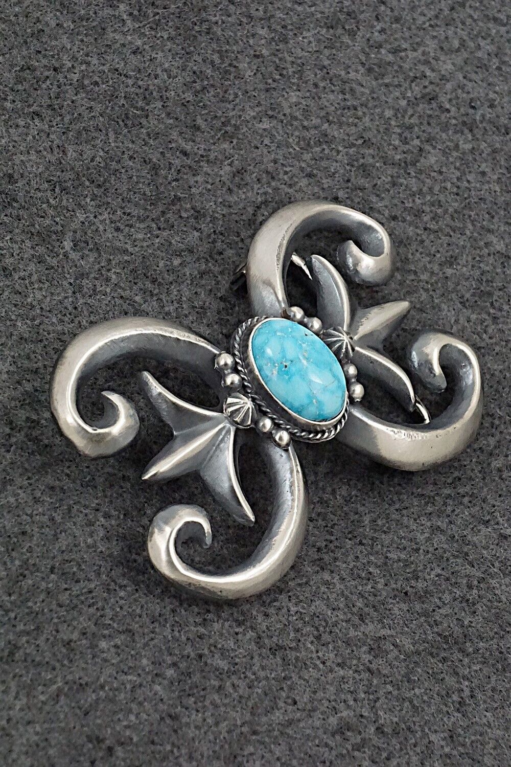 Turquoise & Sterling Silver Belt Buckle - Harrison Bitsue