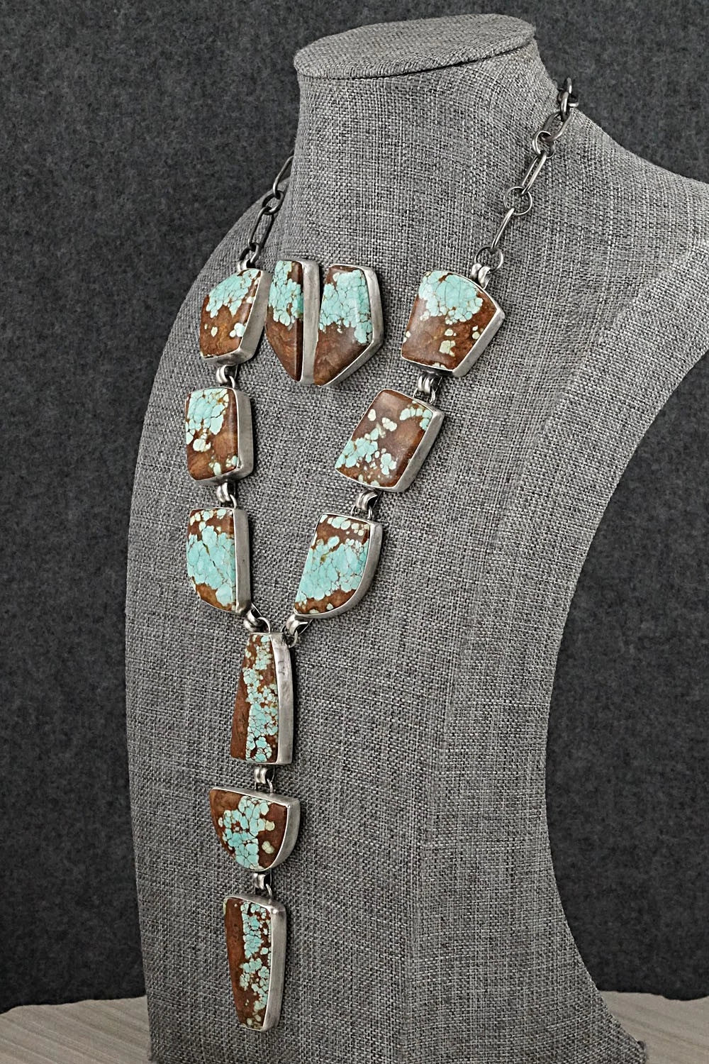 Turquoise & Sterling Silver Necklace and Earrings Set - Darrin Livingston