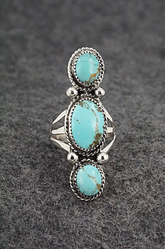 Turquoise & Sterling Silver Ring - Ernest Hawthorne - Size 7.5
