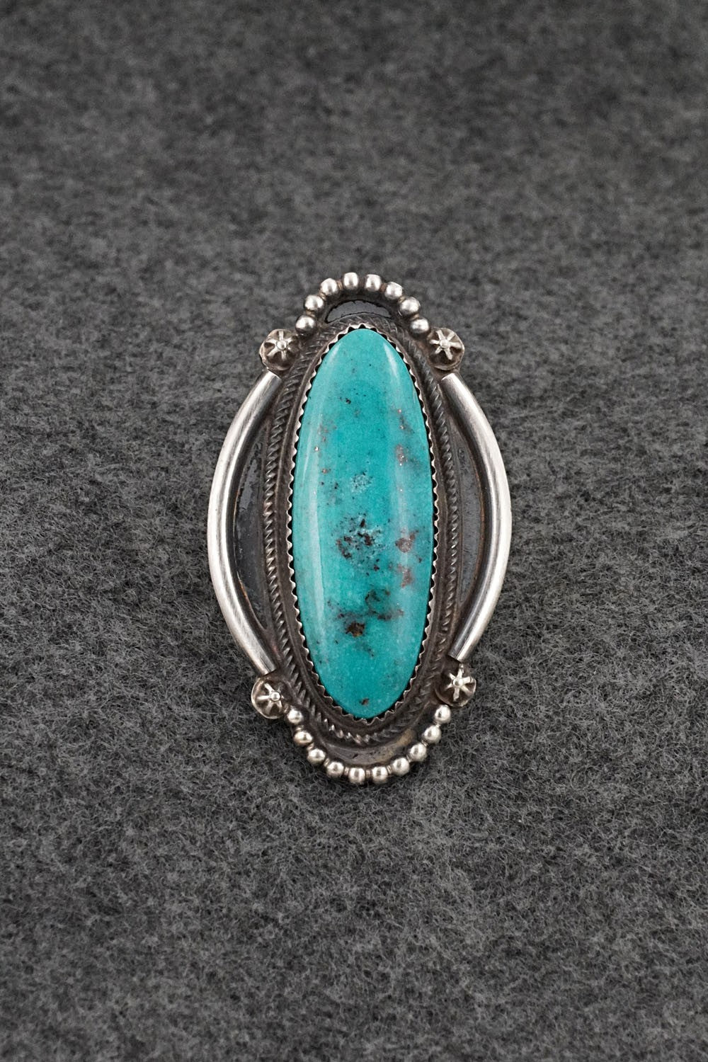Turquoise & Sterling Silver Ring - Leslie Nez - Size 9.5