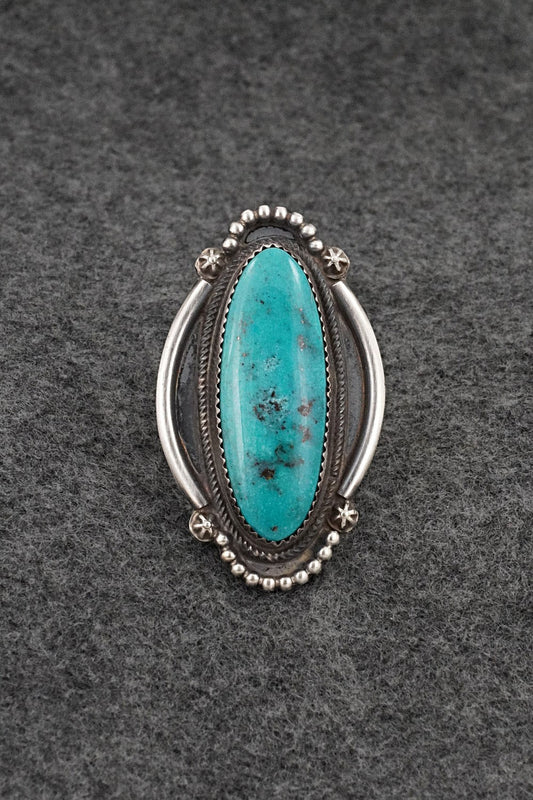 Turquoise & Sterling Silver Ring - Leslie Nez - Size 9.5