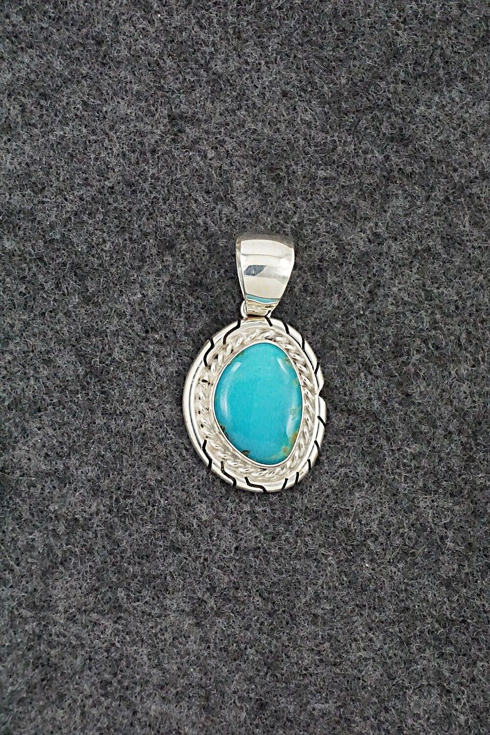 Turquoise & Sterling Silver Pendant - Johnny Frank