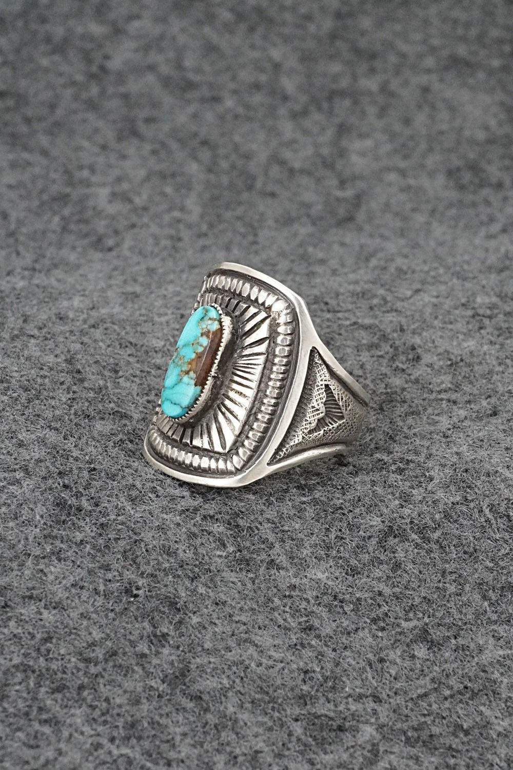 Turquoise & Sterling Silver Ring - Calvin Martinez - Size 8