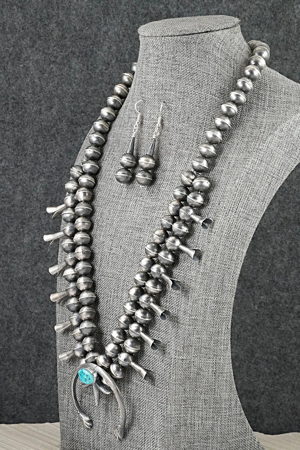 Turquoise & Sterling Silver Squash Blossom Set - Gilbert Martin
