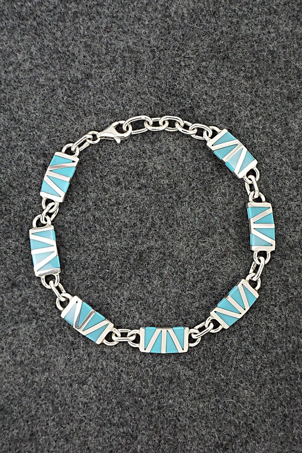 Turquoise & Sterling Silver Link Bracelet - Wilfred Siutza