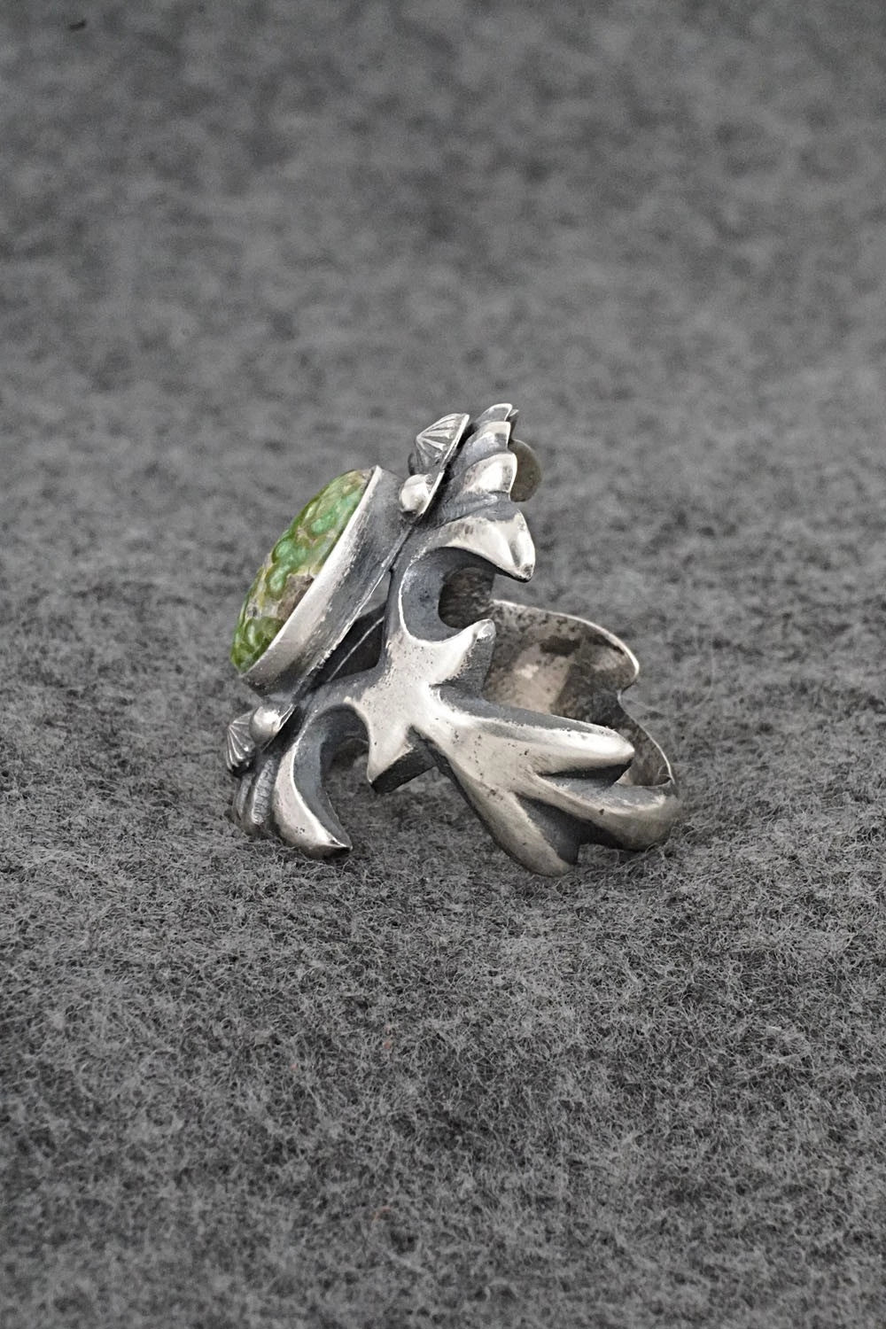 Turquoise & Sterling Silver Ring - Harrison Bitsue - Size 9.5