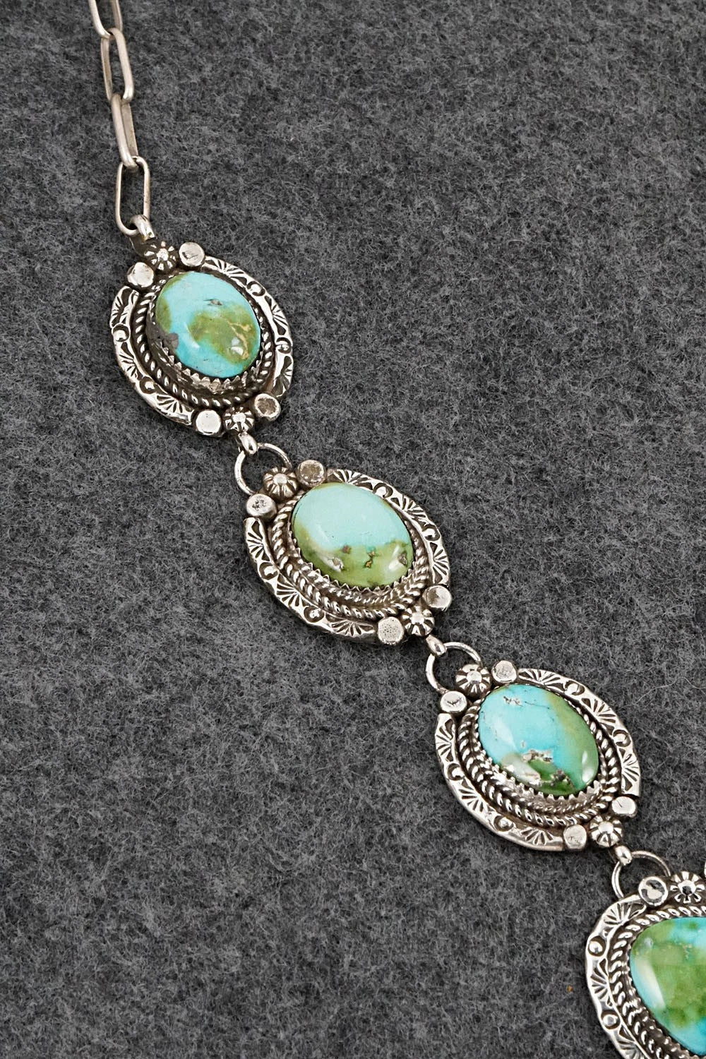 Turquoise & Sterling Silver Necklace and Earrings Set - Phil Nez