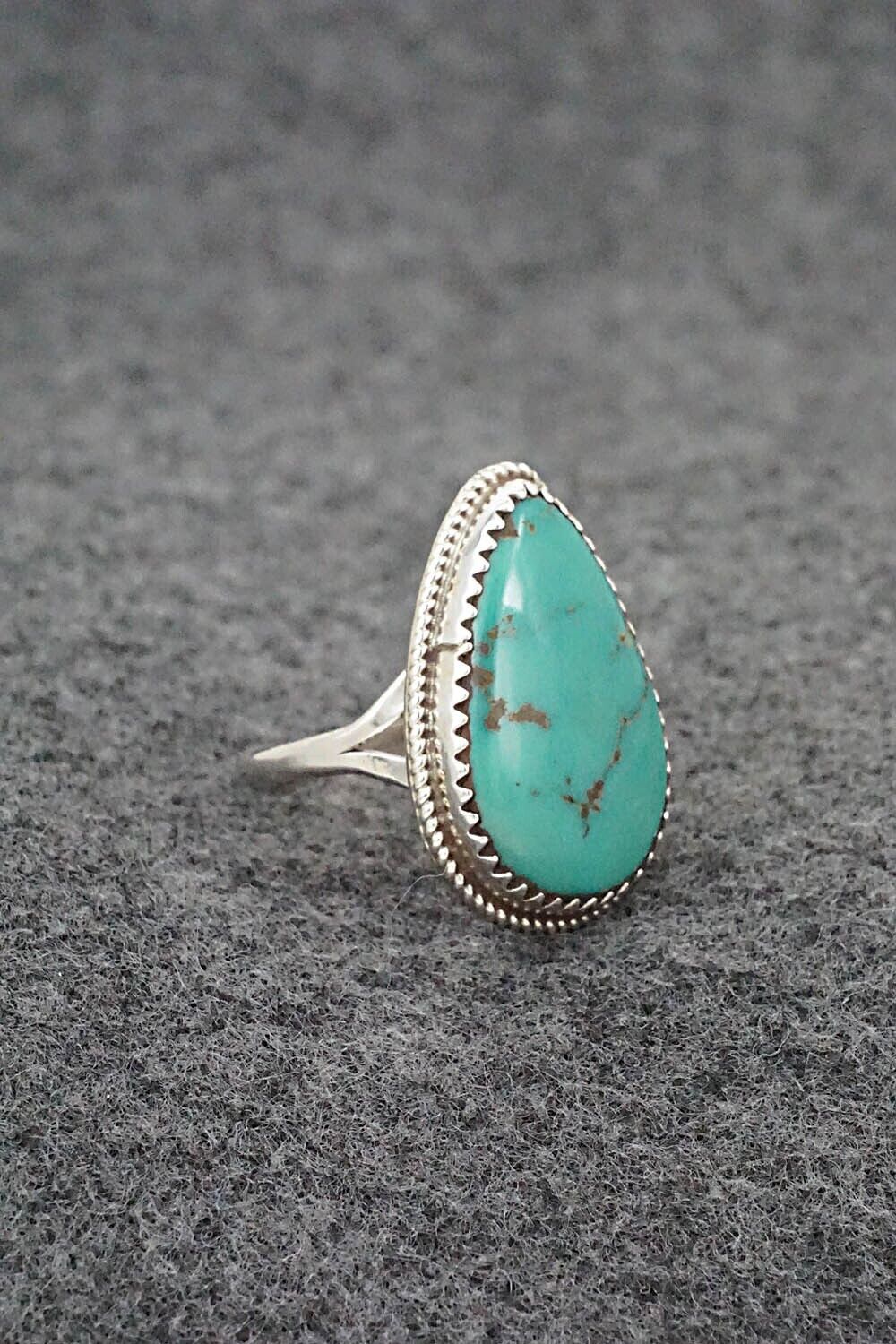 Turquoise & Sterling Silver Ring - Ernest Hawthorne - Size 7.5