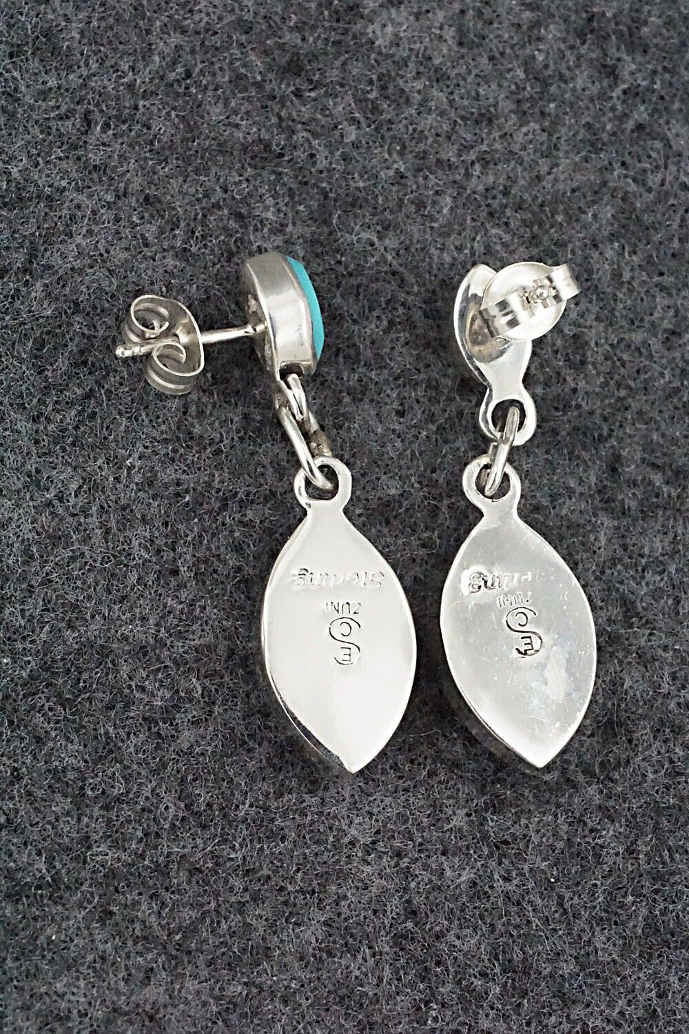 Turquoise & Sterling Silver Earrings - Eldrick Seoatwa