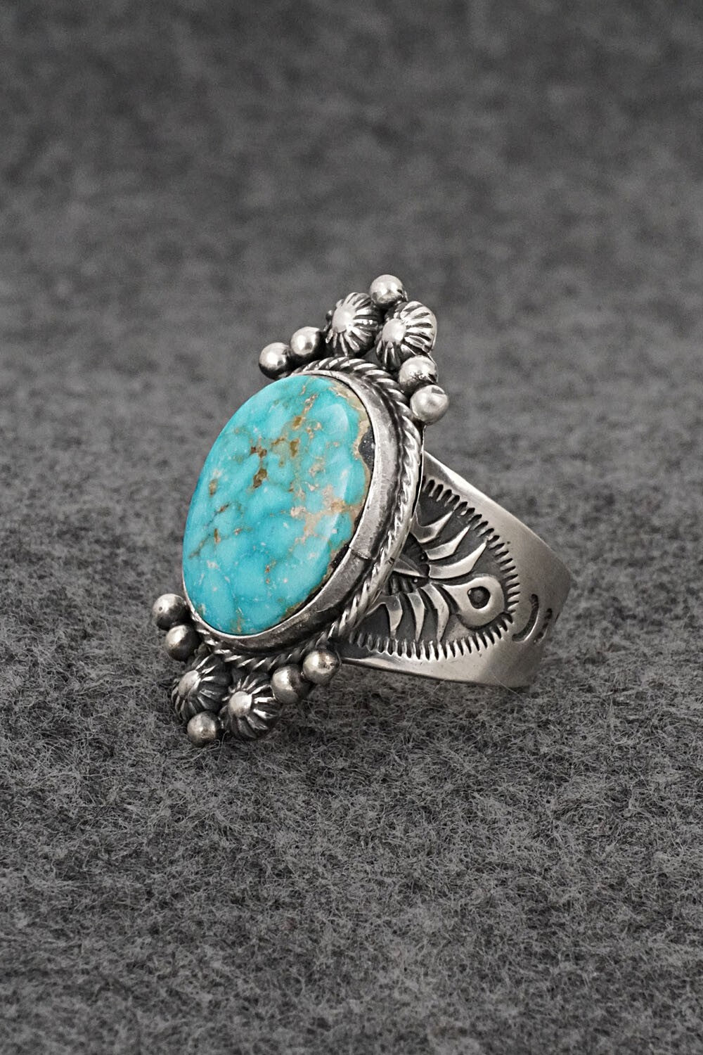 Turquoise & Sterling Silver Ring - Samuel Yellowhair - Size 8.5