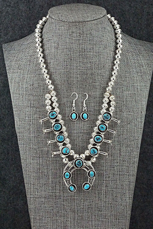 Turquoise & Sterling Silver Mini Squash Blossom Set - Phil Garcia