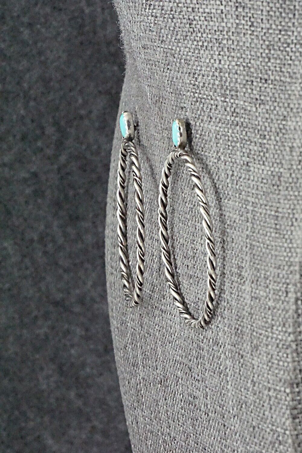 Turquoise & Sterling Silver Earrings - Nelson Leonard Jr.