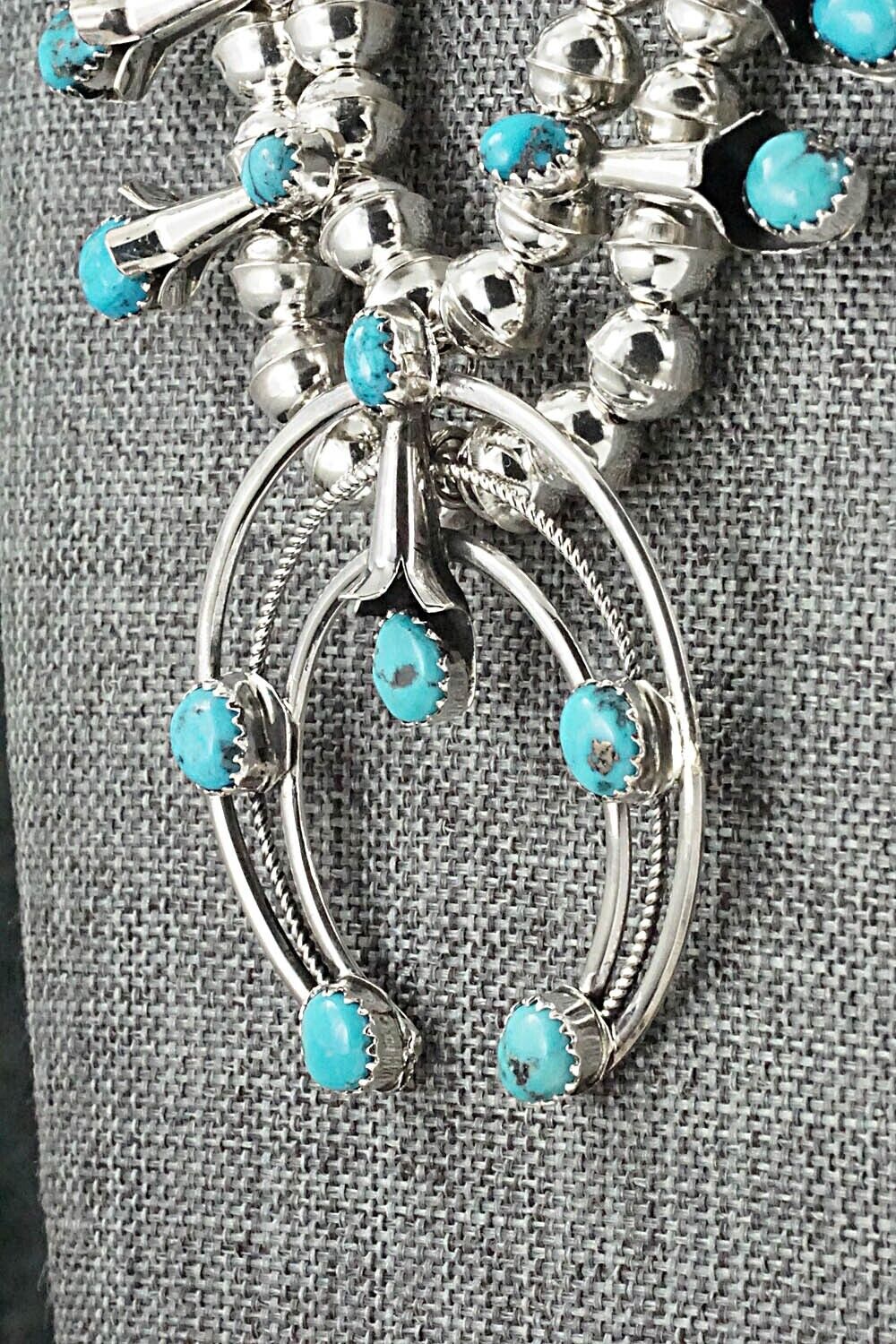 Turquoise & Sterling Silver Squash Blossom Set - Phil Garcia