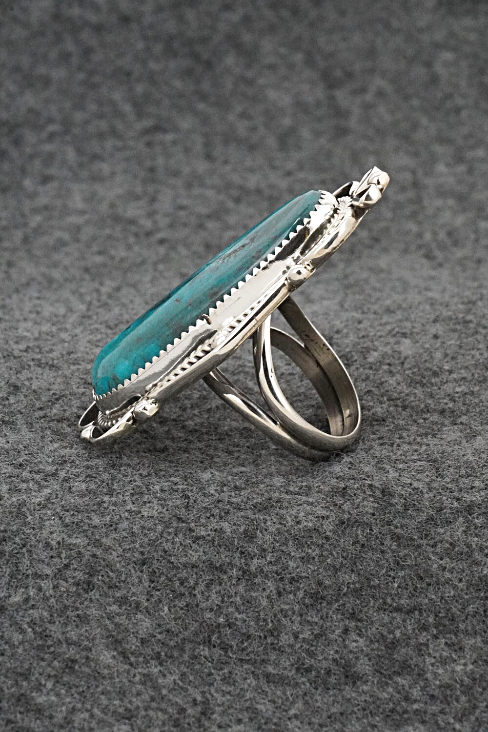 Turquoise & Sterling Silver Ring - Leslie Nez - Size 10.5