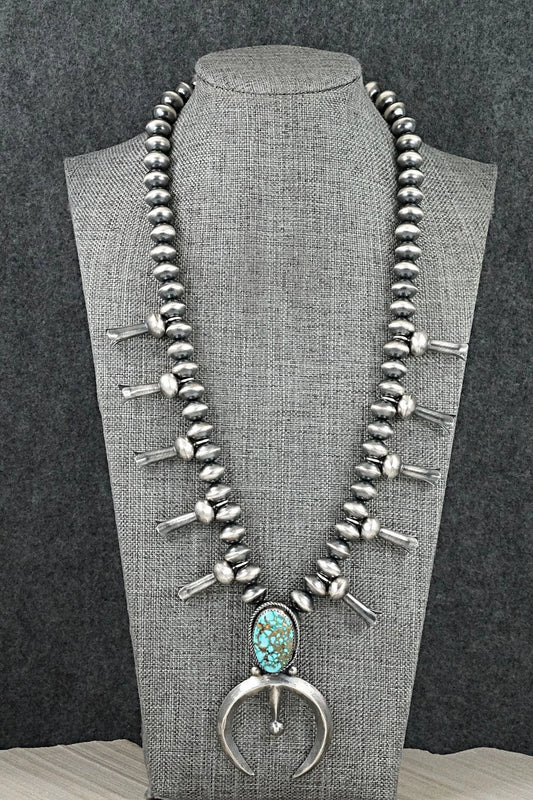 Turquoise & Sterling Silver Squash Blossom Necklace - Presley Haley