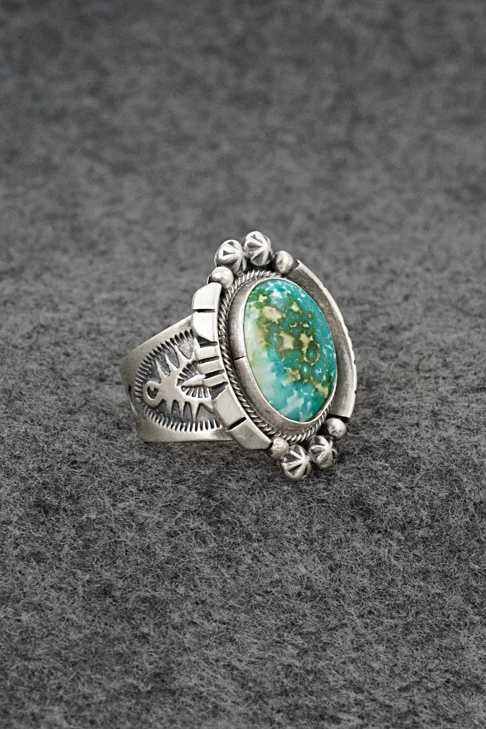 Turquoise & Sterling Silver Ring - Samuel Yellowhair - Size 7.5