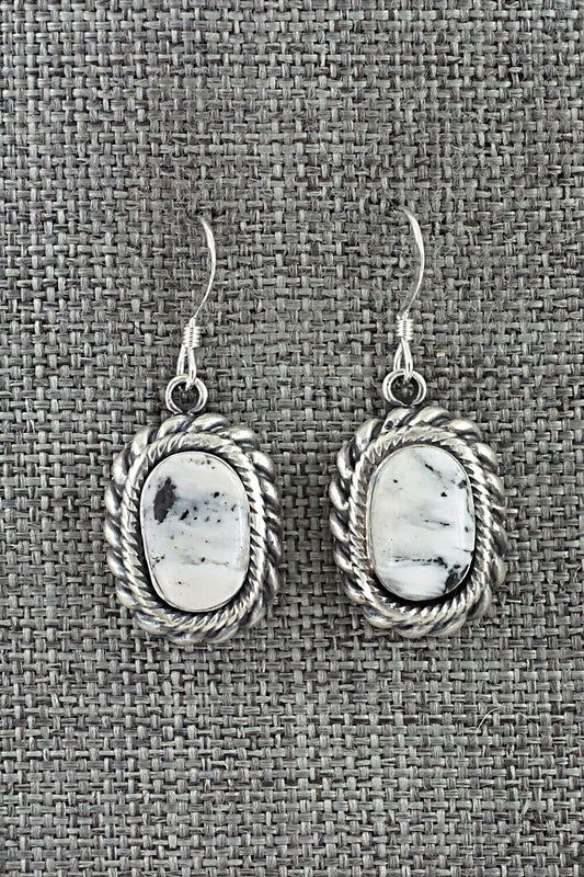 White Buffalo & Sterling Silver Earrings - Kenny Lonjose