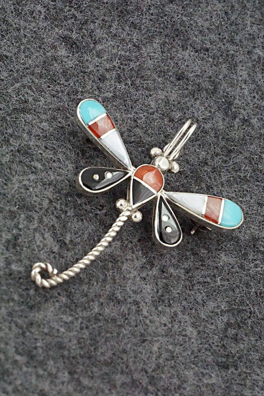 Multi Stone and Sterling Silver Pendant/Pin - Lyndon Ahiyite
