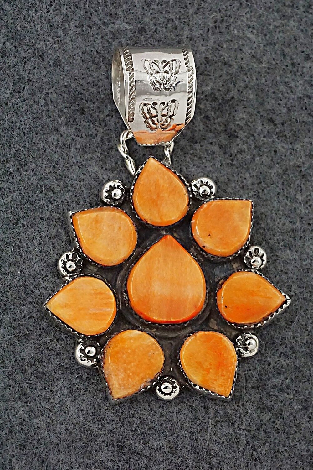 Spiny Oyster and Sterling Silver Pendant - Selina Warner
