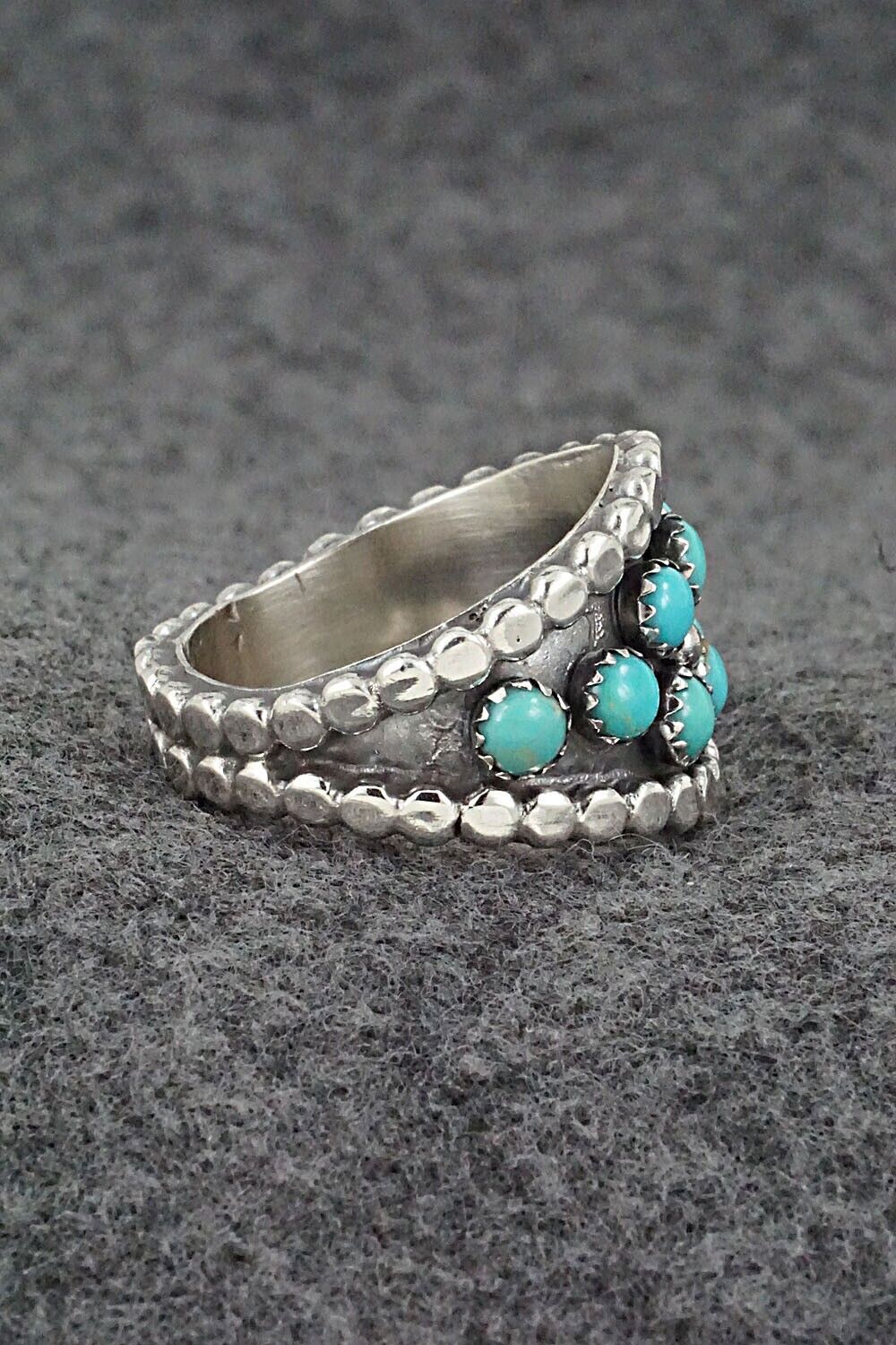 Turquoise & Sterling Silver Ring - Kenny Lonjose - Size 11