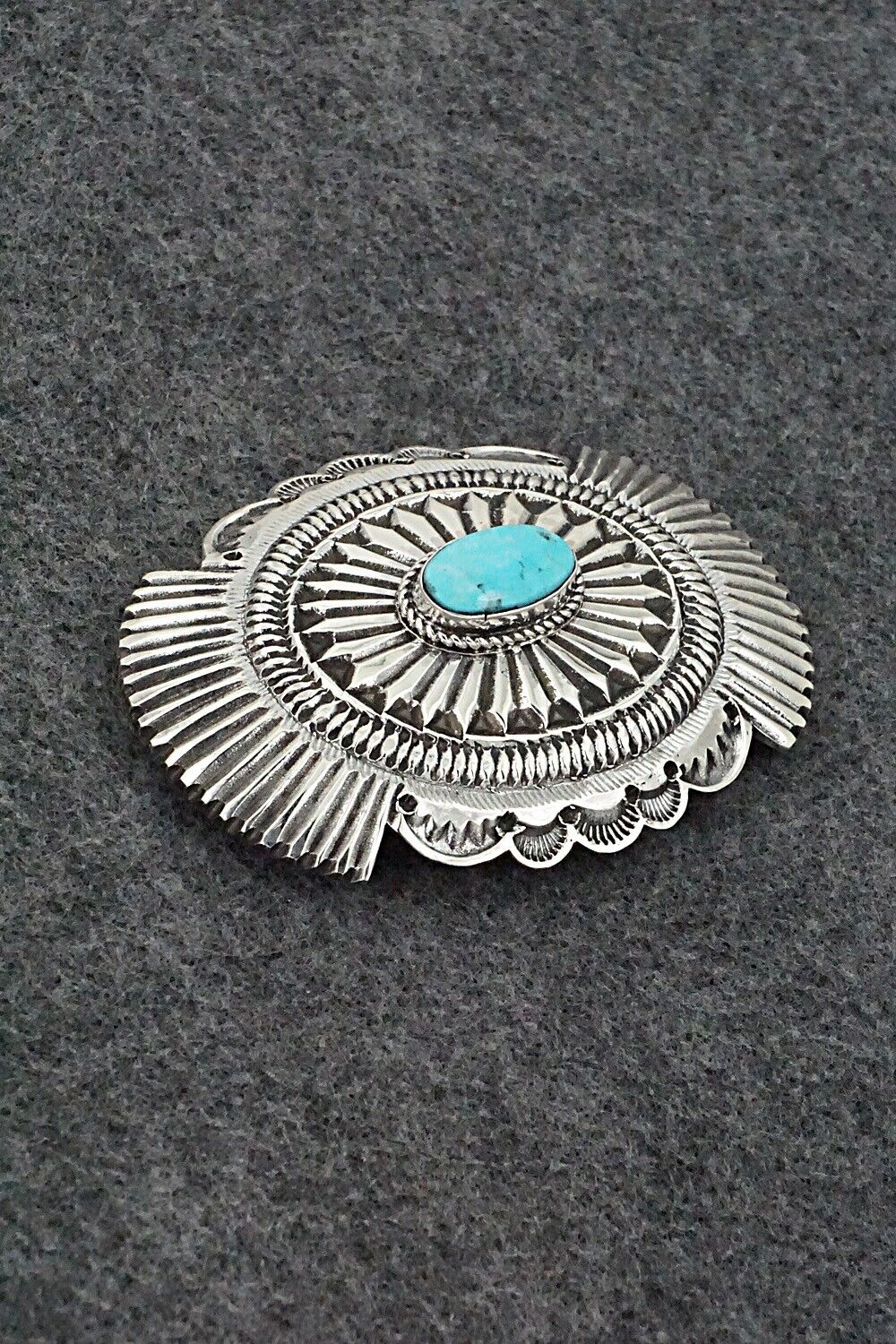 Turquoise & Sterling Silver Belt Buckle - Leonard Maloney