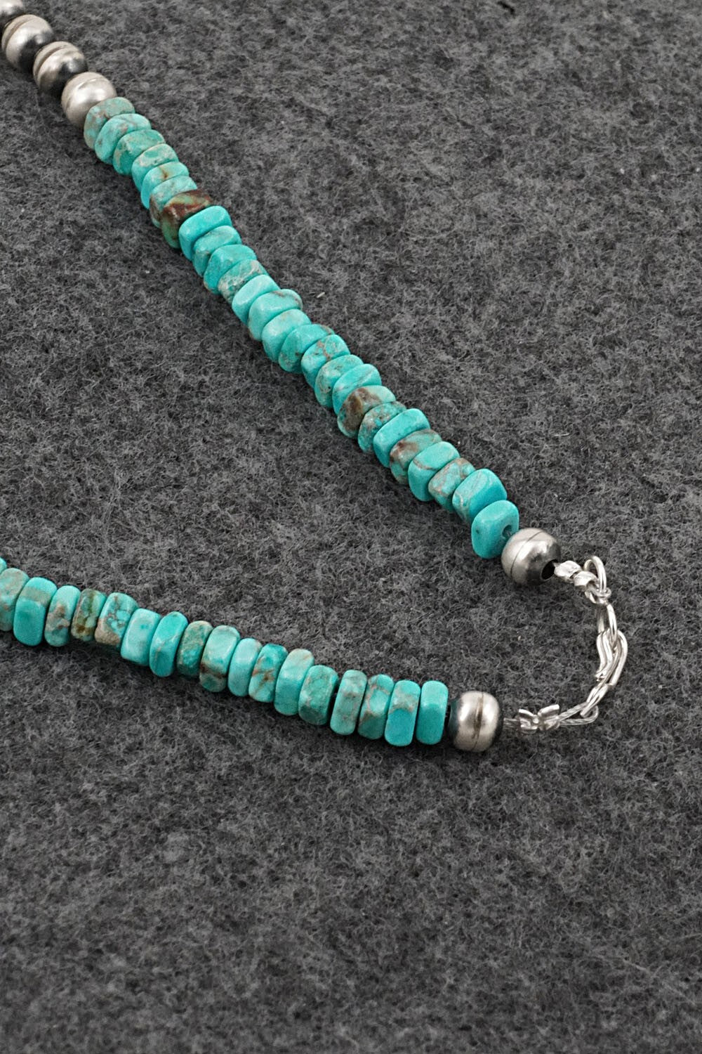 Turquoise & Sterling Silver Necklace 20" - Doreen Jake
